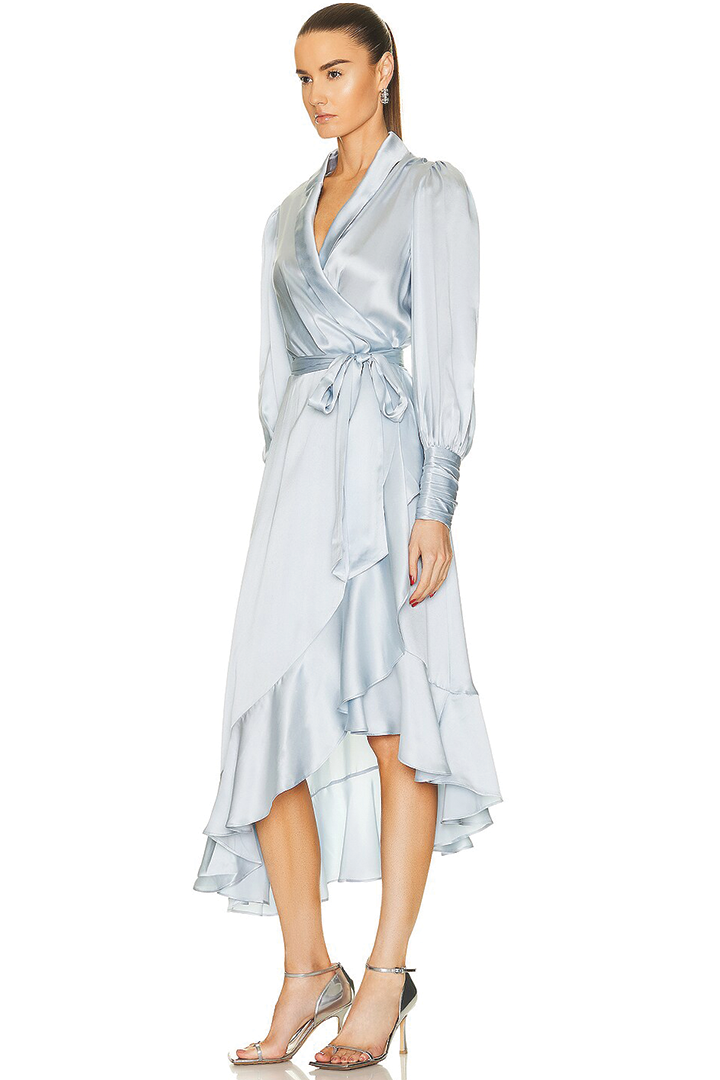 Silk Wrap Midi Dress