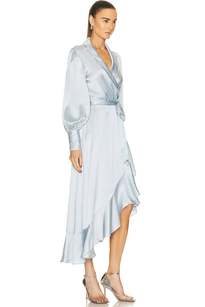 Silk Wrap Midi Dress