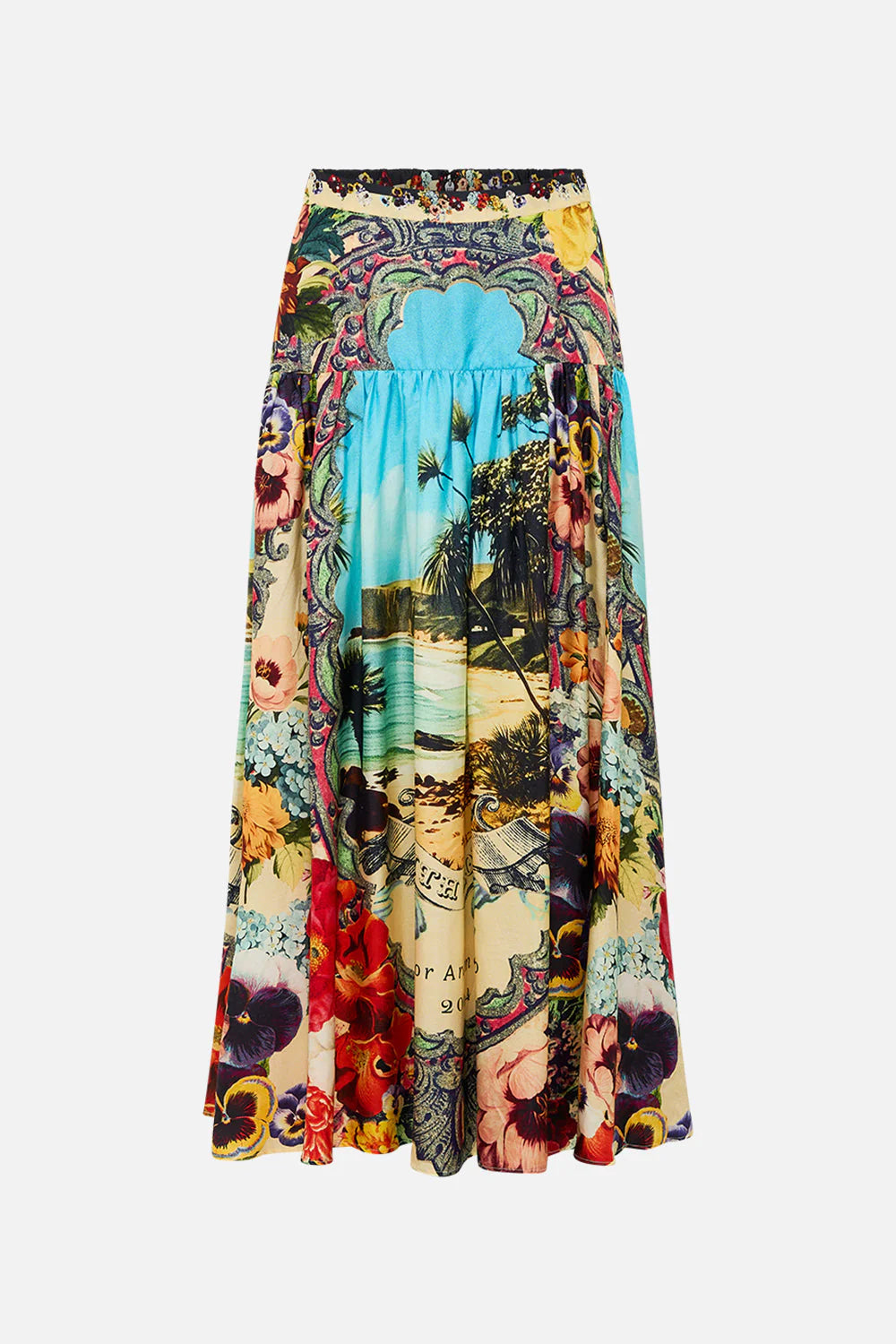 Fitted Waist Gathered Skirt