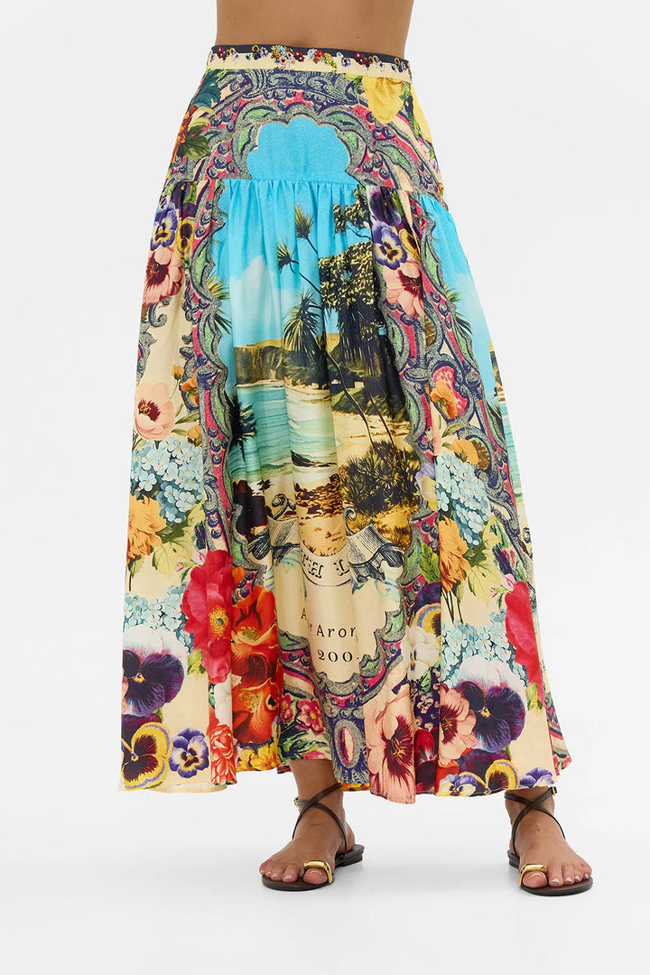 Fitted Waist Gathered Skirt