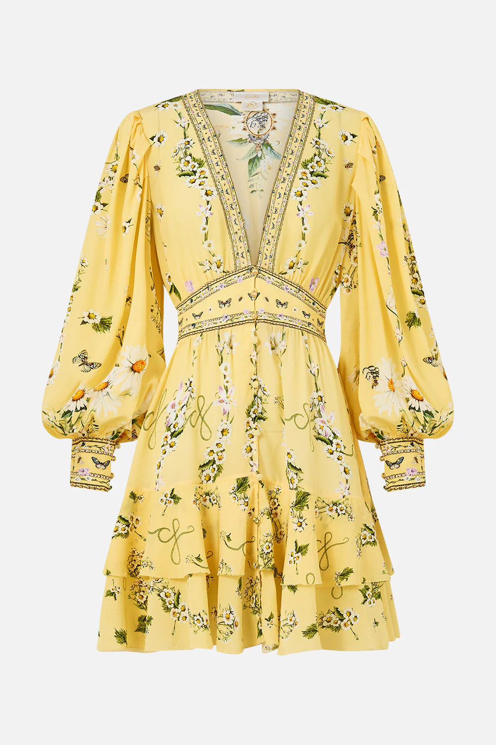 Button Front Frill Dress in Daisy Chains