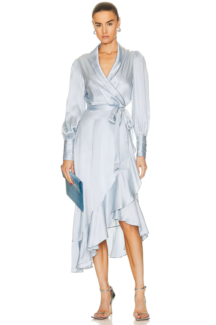 Silk Wrap Midi Dress
