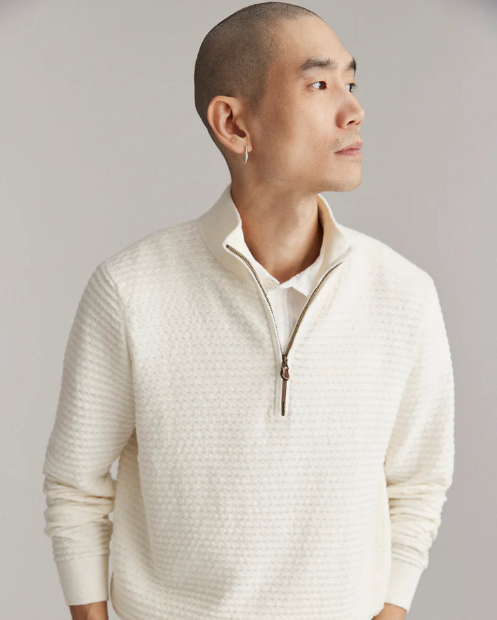 Linen Textured Half Zip Sweater