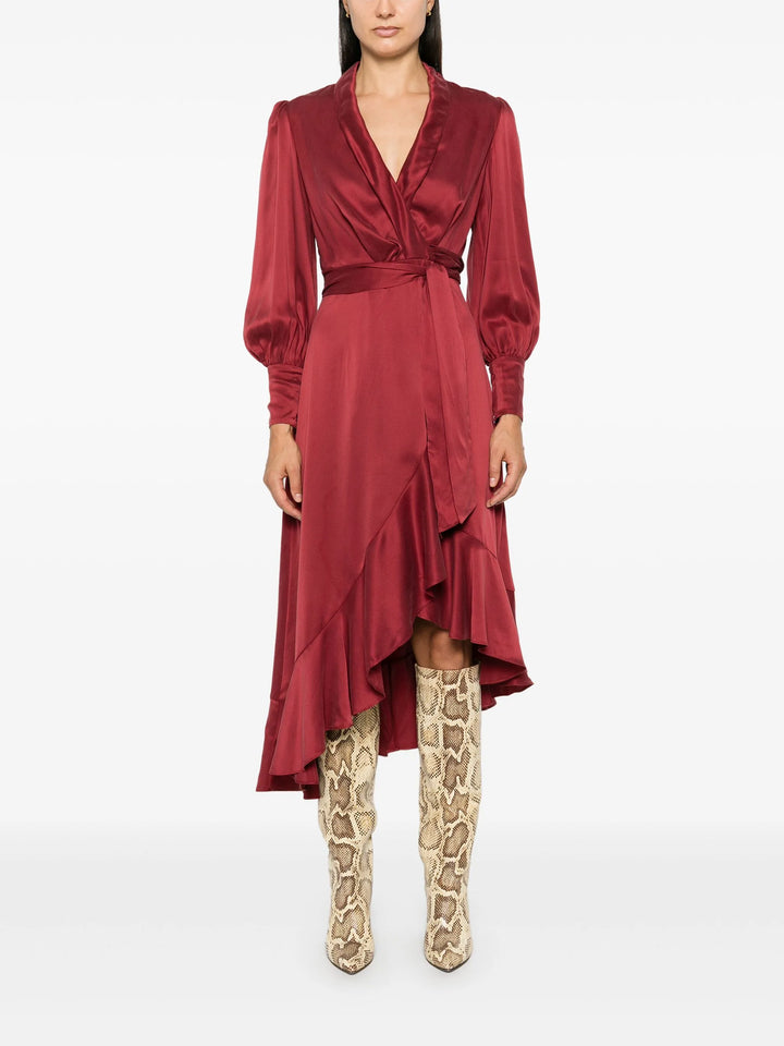 Silk Wrap Midi Dress