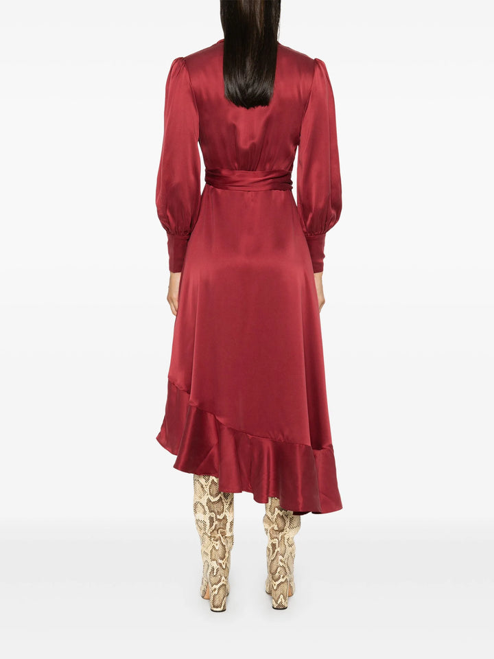 Silk Wrap Midi Dress