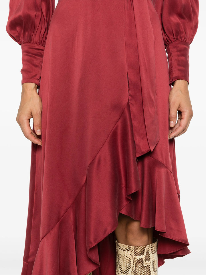 Silk Wrap Midi Dress