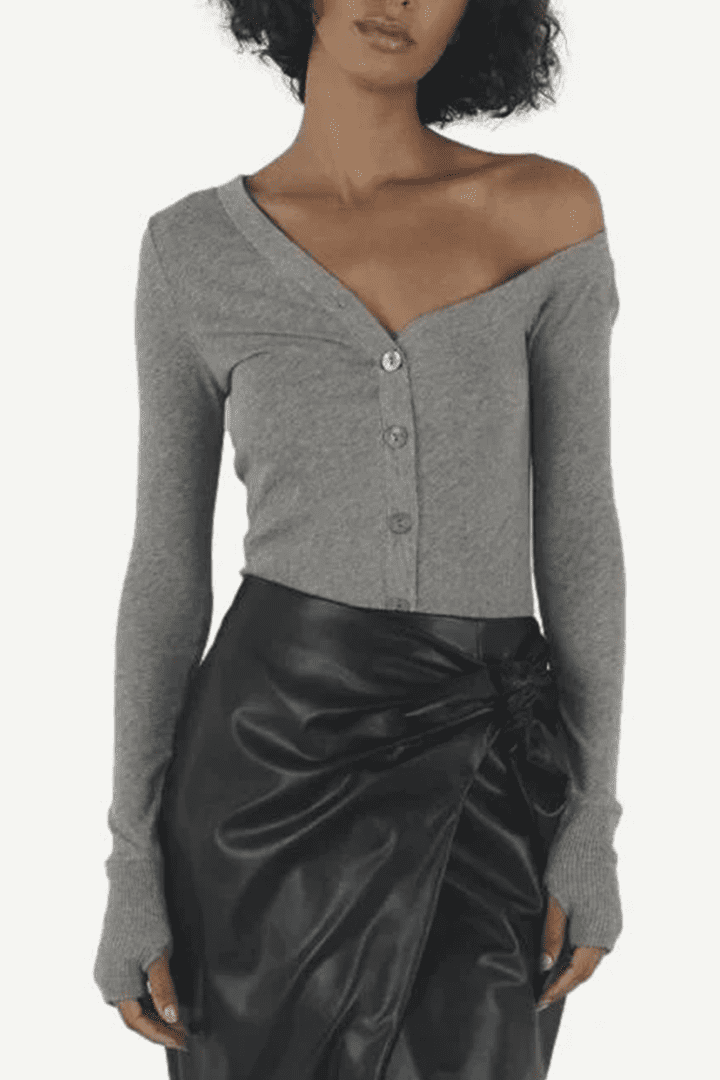 Cashmere Exposed Shoulder Cardigan