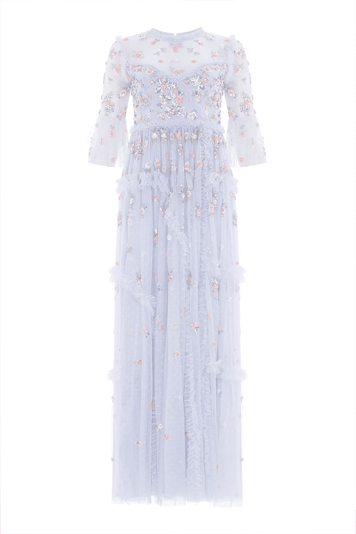 Shimmer Ditsy Long Sleeve Gown