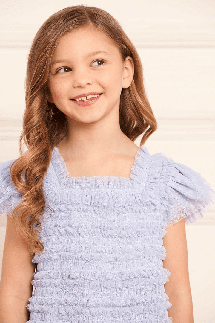 The Lisette Kids Dress in Iris Blue