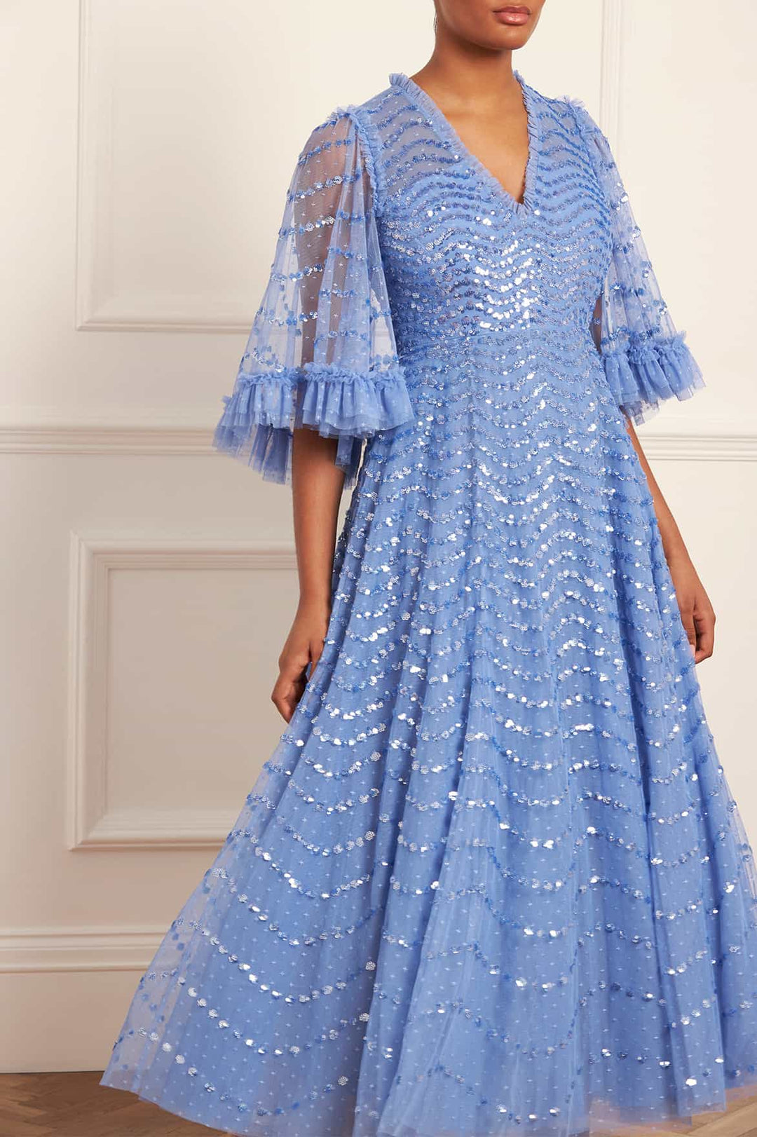 Shimmer Wave Ankle Gown