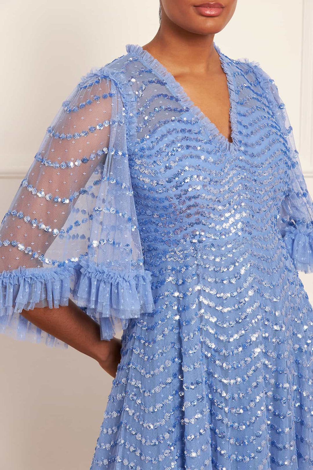 Shimmer Wave Ankle Gown