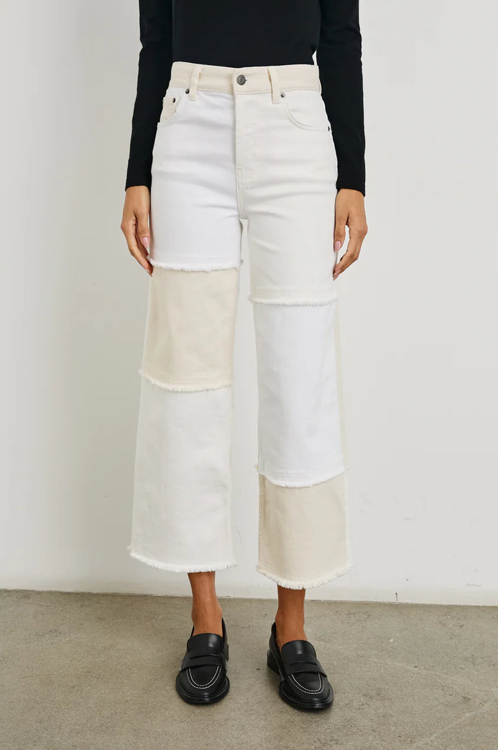 Getty crop Wide Leg in Ecru Patchwork