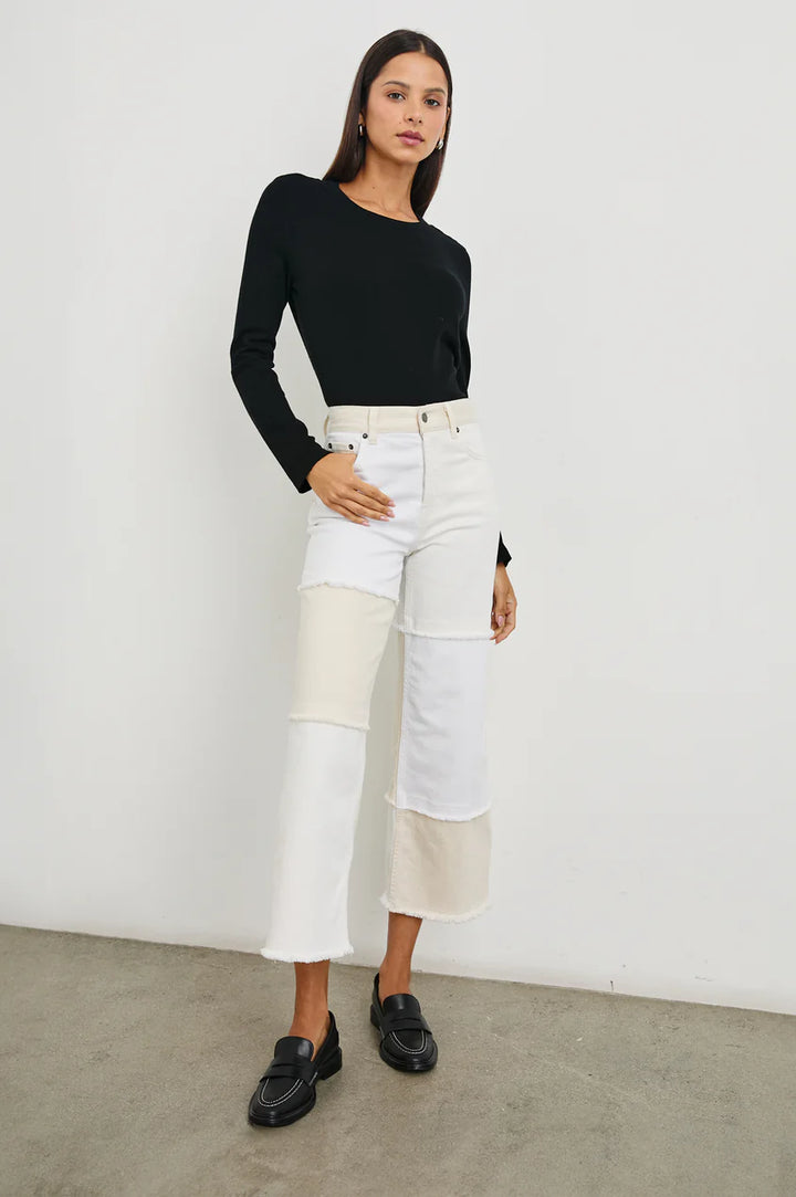 Getty crop Wide Leg in Ecru Patchwork