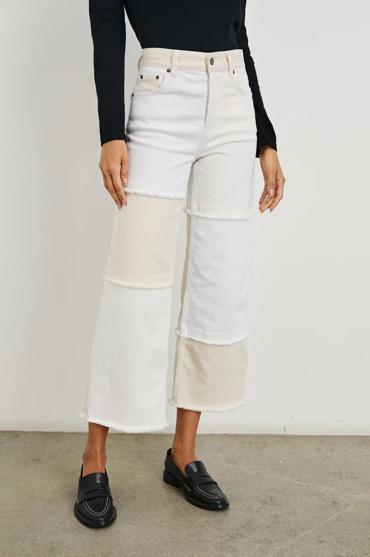 Getty crop Wide Leg in Ecru Patchwork