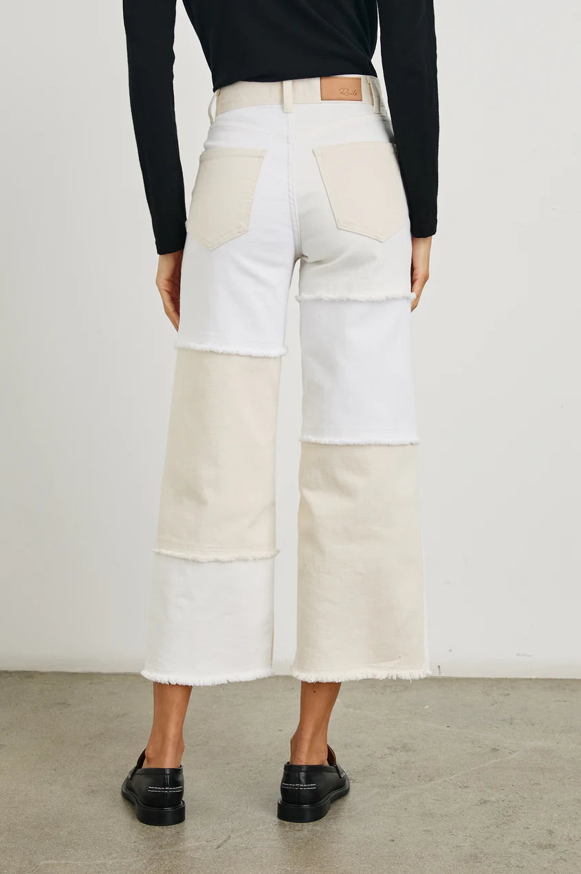 Getty crop Wide Leg in Ecru Patchwork