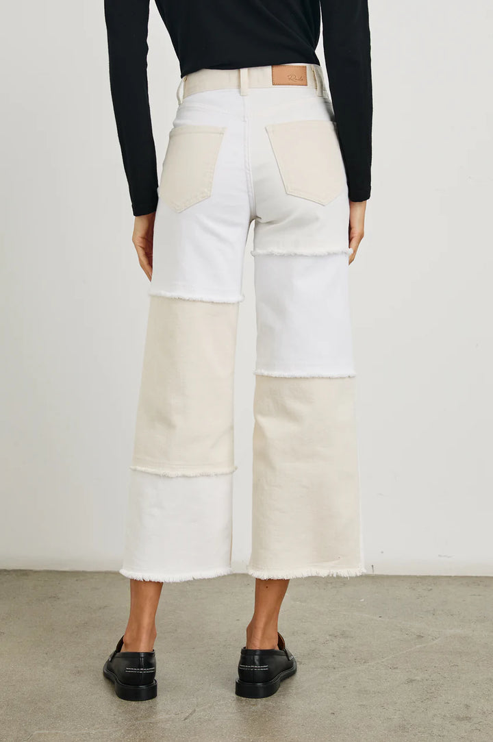 Getty crop Wide Leg in Ecru Patchwork