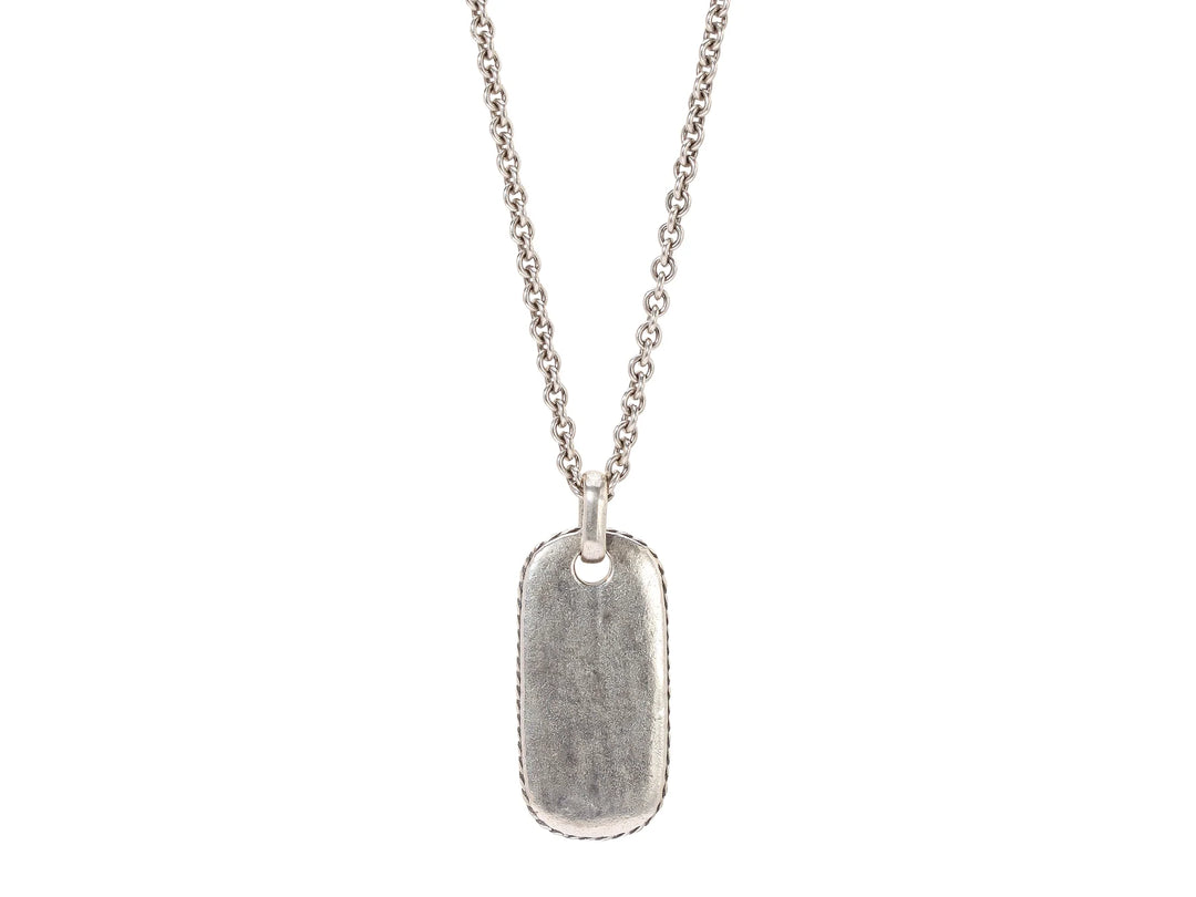 Distressed Sterling Silver Pendant Necklace, Dog tag