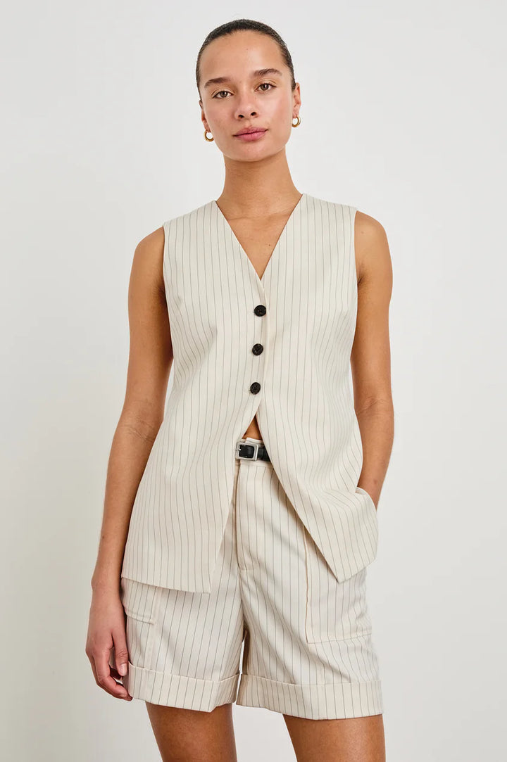 Mylah Vest in Birch Pinstripe