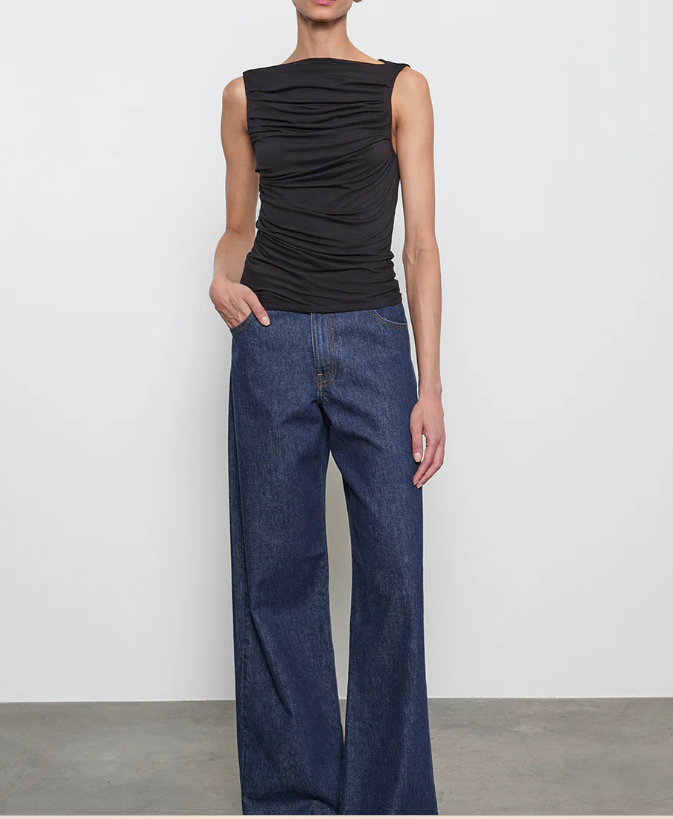 Fluid Jersey Sleeveless Draped Boatneck