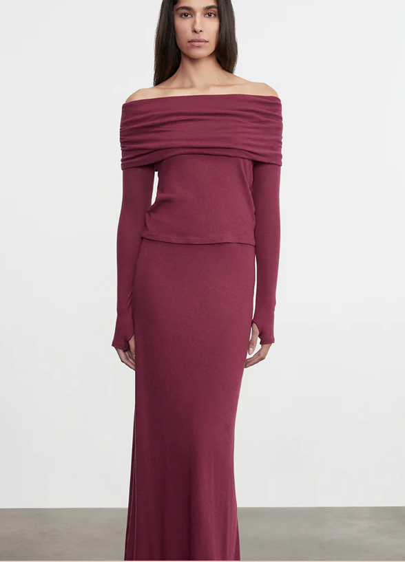 Cashmere L/S Off-Shoulder Top