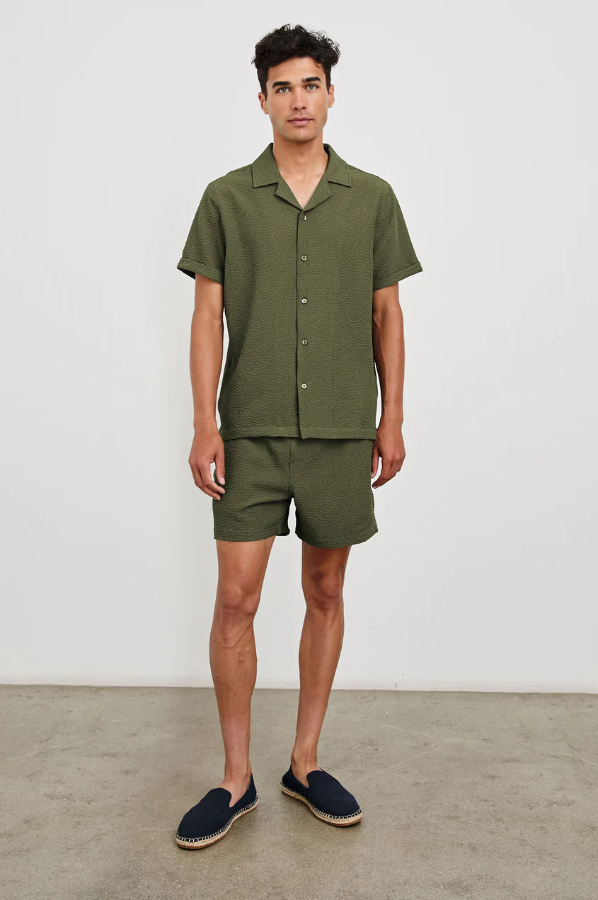 Amalfi Shirt in Olive Seersucker