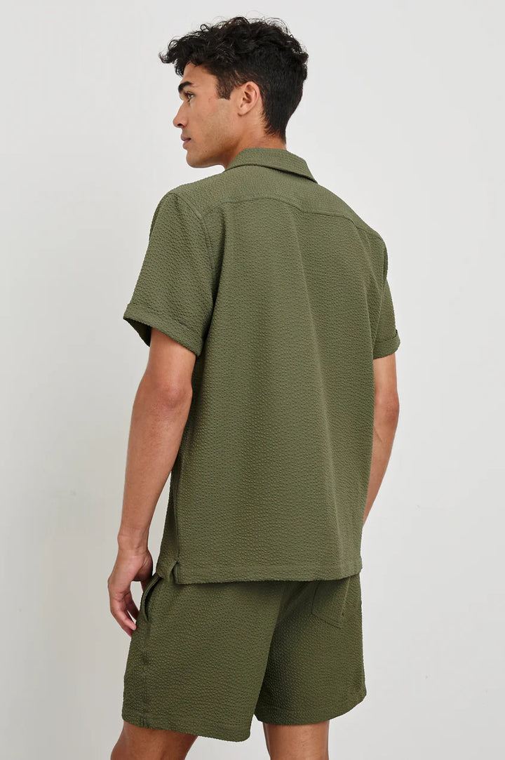 Amalfi Shirt in Olive Seersucker
