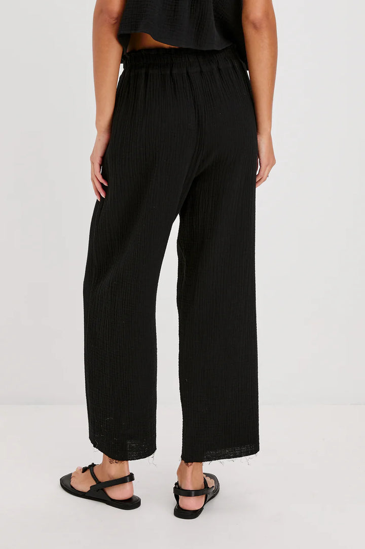 Leon Crop Pant in Black Gauze