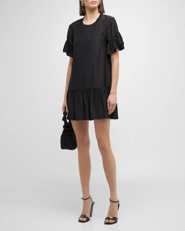 Leilah Silk Dropped-Waist Flounce Mini Dress