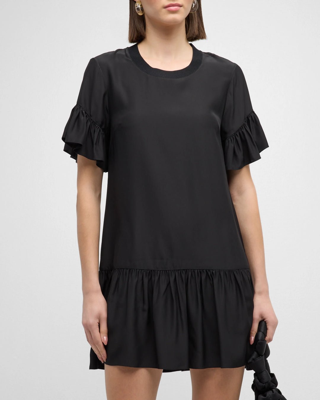 Leilah Silk Dropped-Waist Flounce Mini Dress