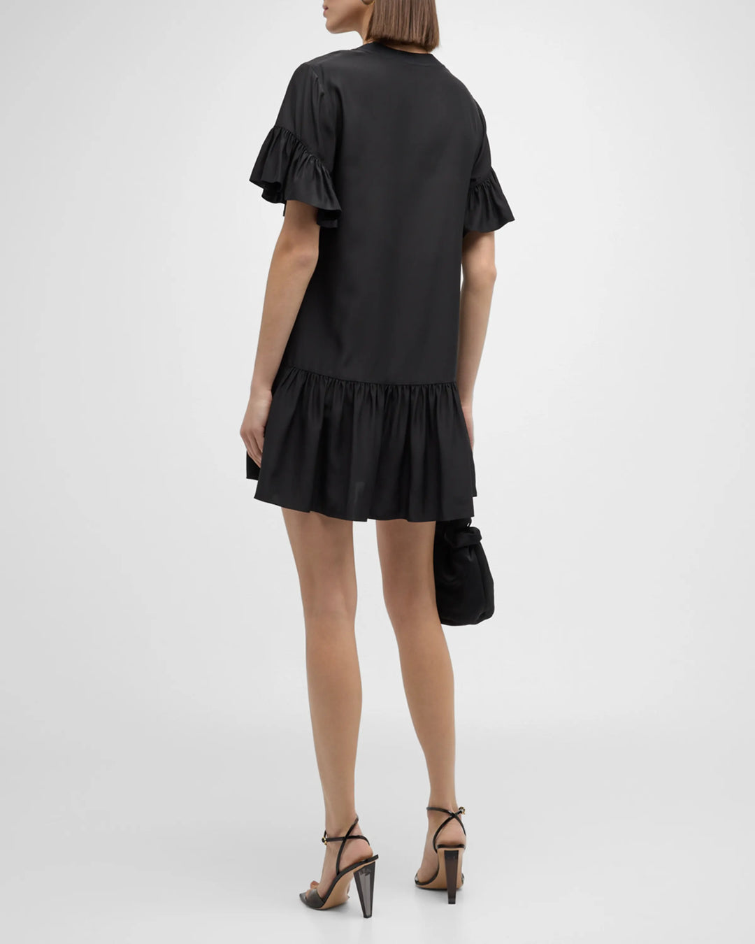 Leilah Silk Dropped-Waist Flounce Mini Dress