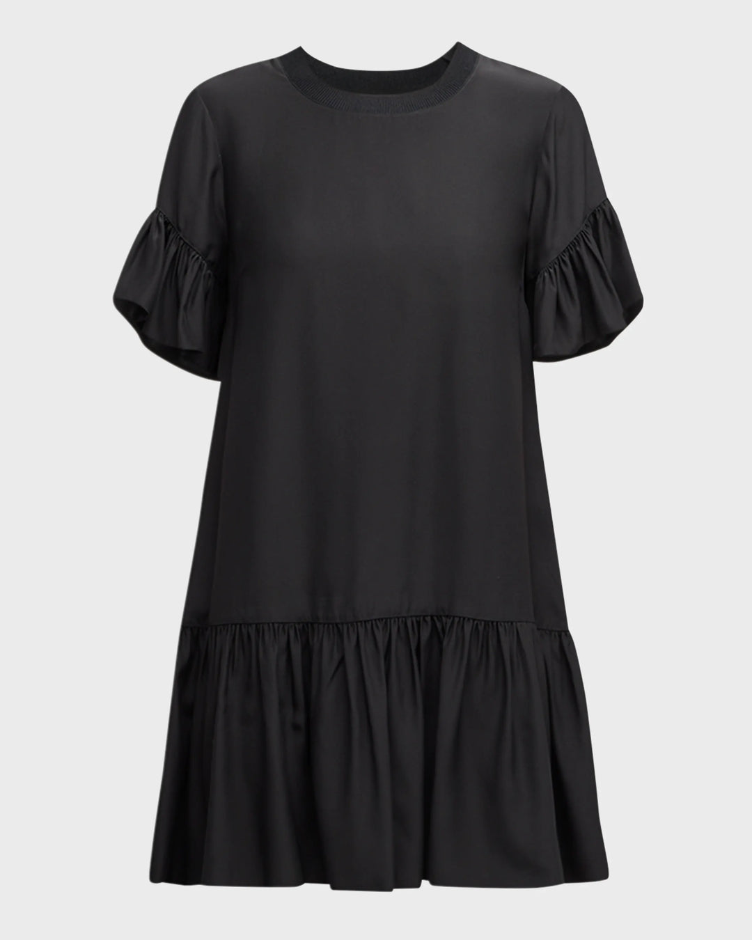 Leilah Silk Dropped-Waist Flounce Mini Dress