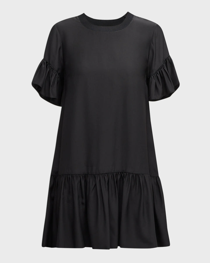 Leilah Silk Dropped-Waist Flounce Mini Dress