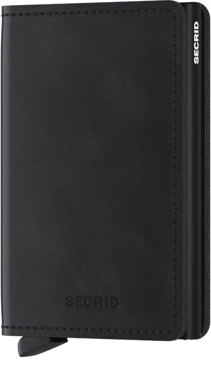 Slim Vintage Wallet Black, OS