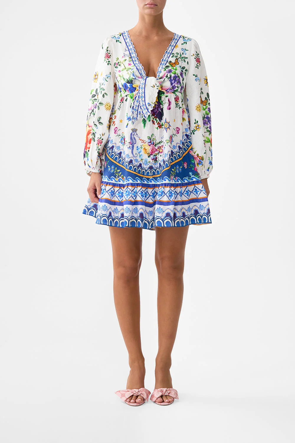 Short Tie Front Blouson in Tiles Darls