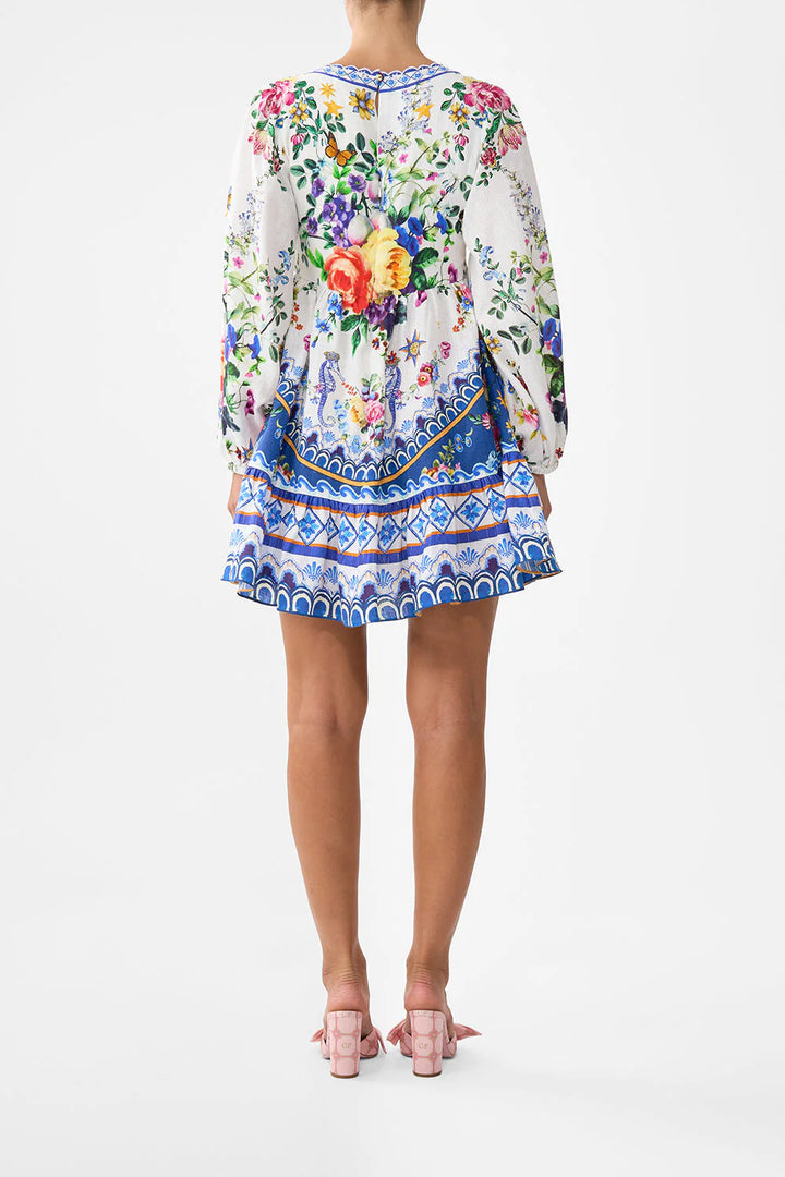 Short Tie Front Blouson in Tiles Darls