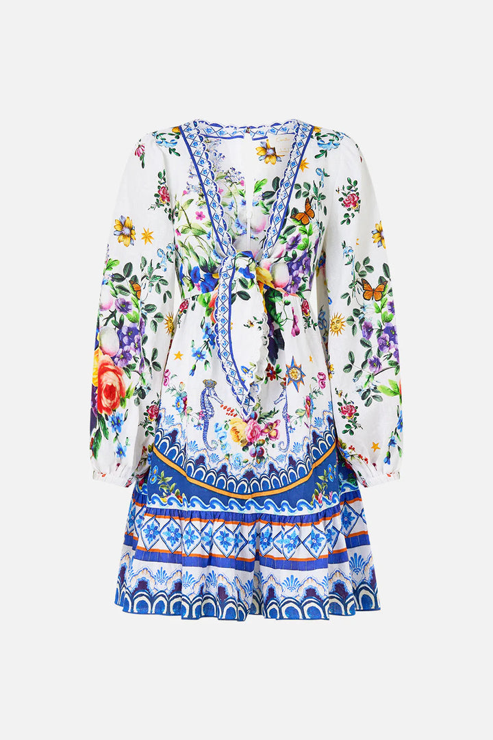 Short Tie Front Blouson in Tiles Darls