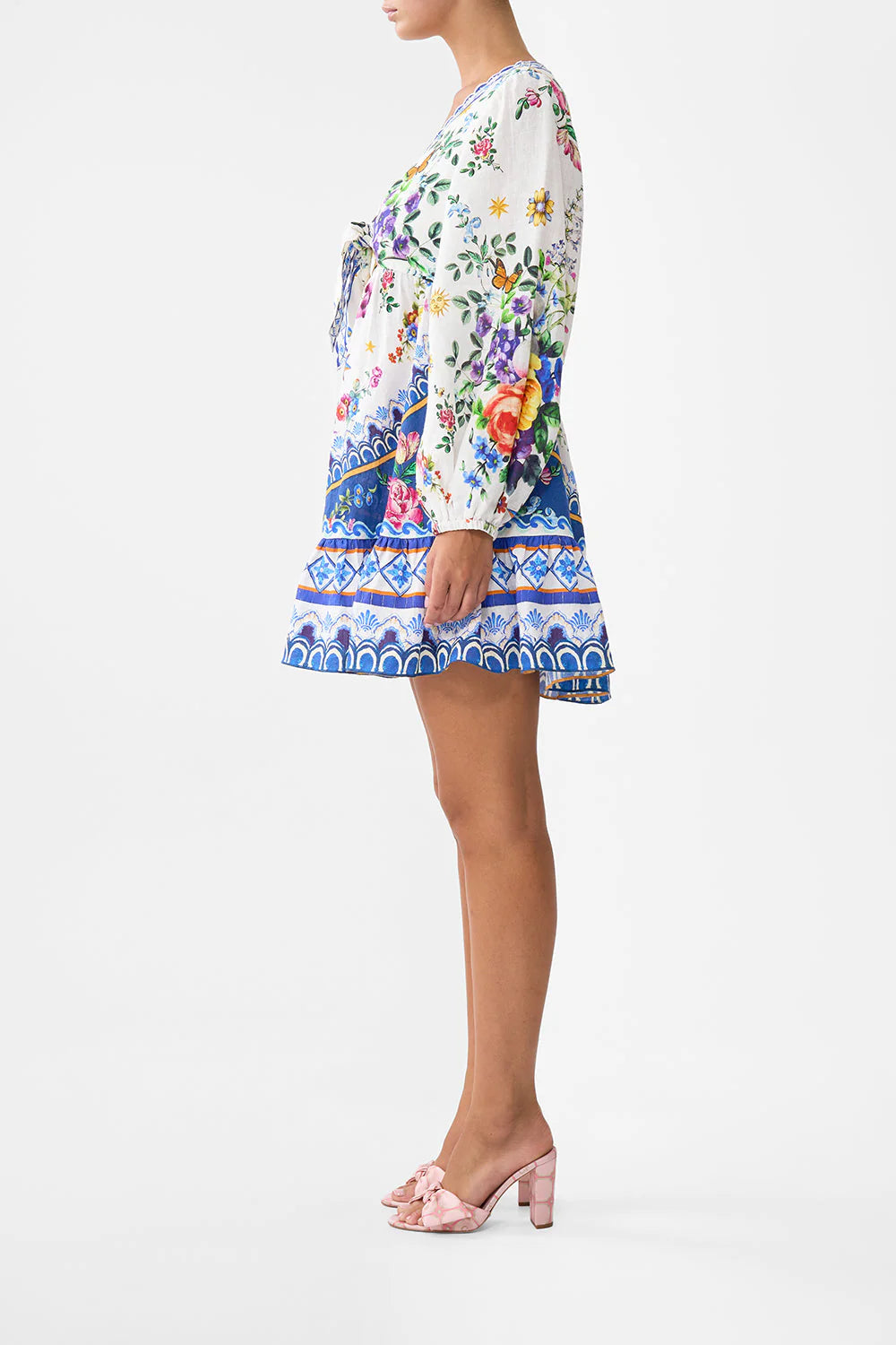 Short Tie Front Blouson in Tiles Darls