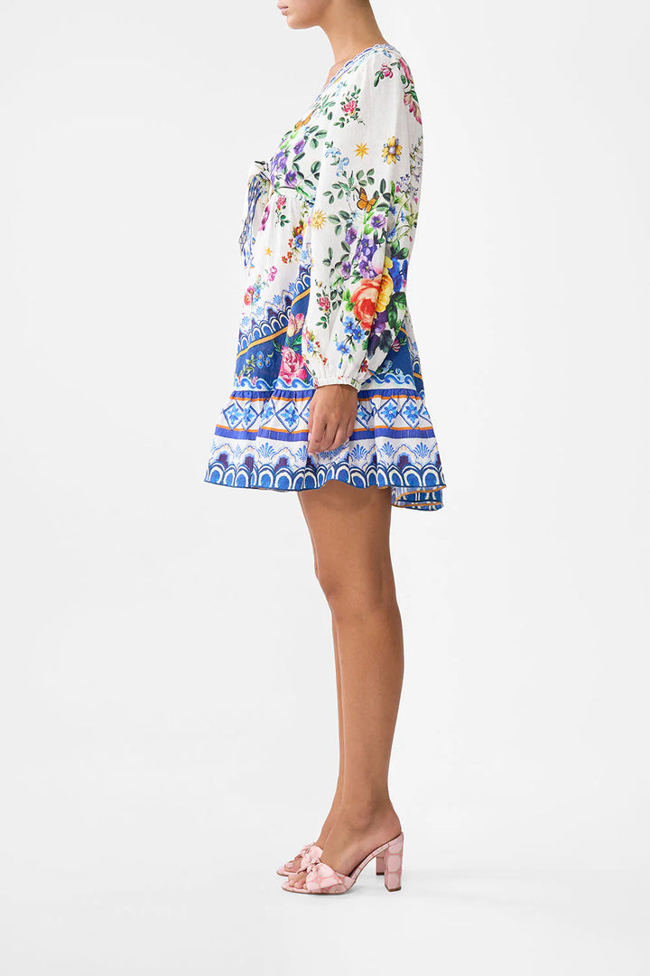 Short Tie Front Blouson in Tiles Darls