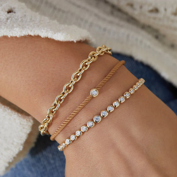 Diamond Pillow Cord Bracelet In Peony