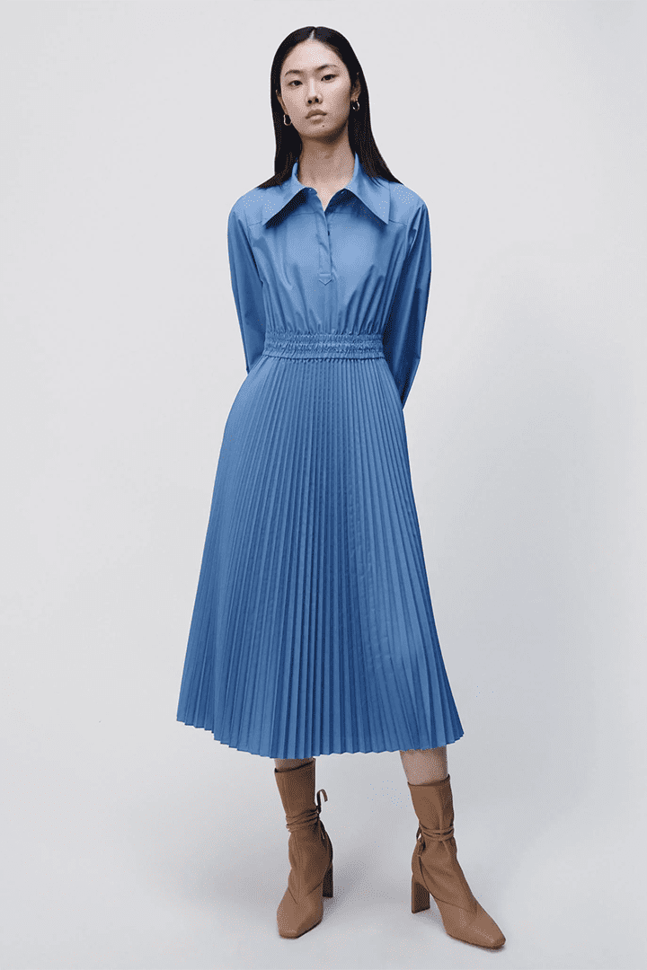 Elka Pleated Poplin Shirt Dress