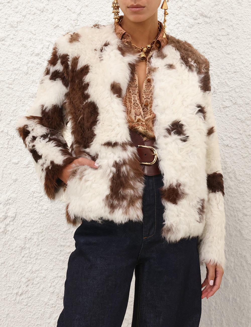 Runway Hypnotic Spot Shearling Jacket