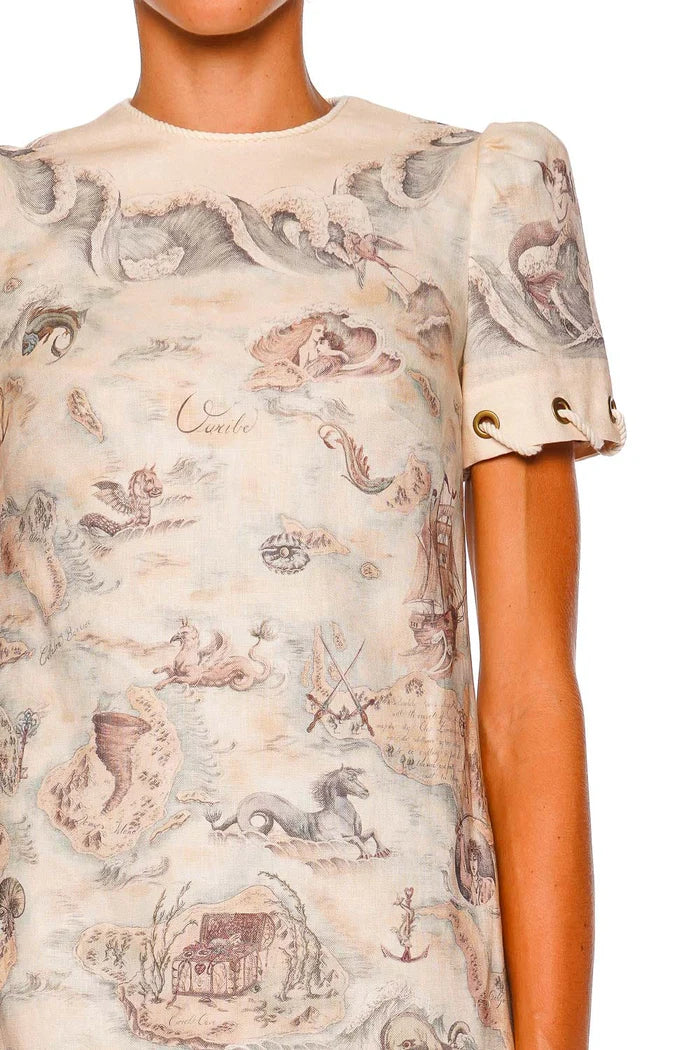 Rebellion Rope Trim Linen Minidress