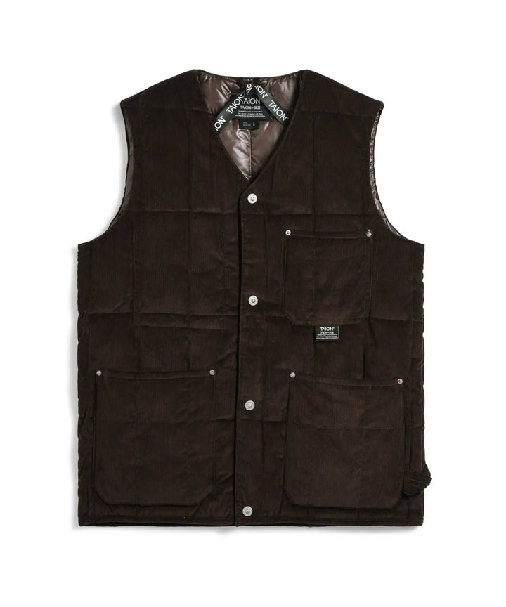 Unisex Work V Neck Button Corduroy x Down Vest