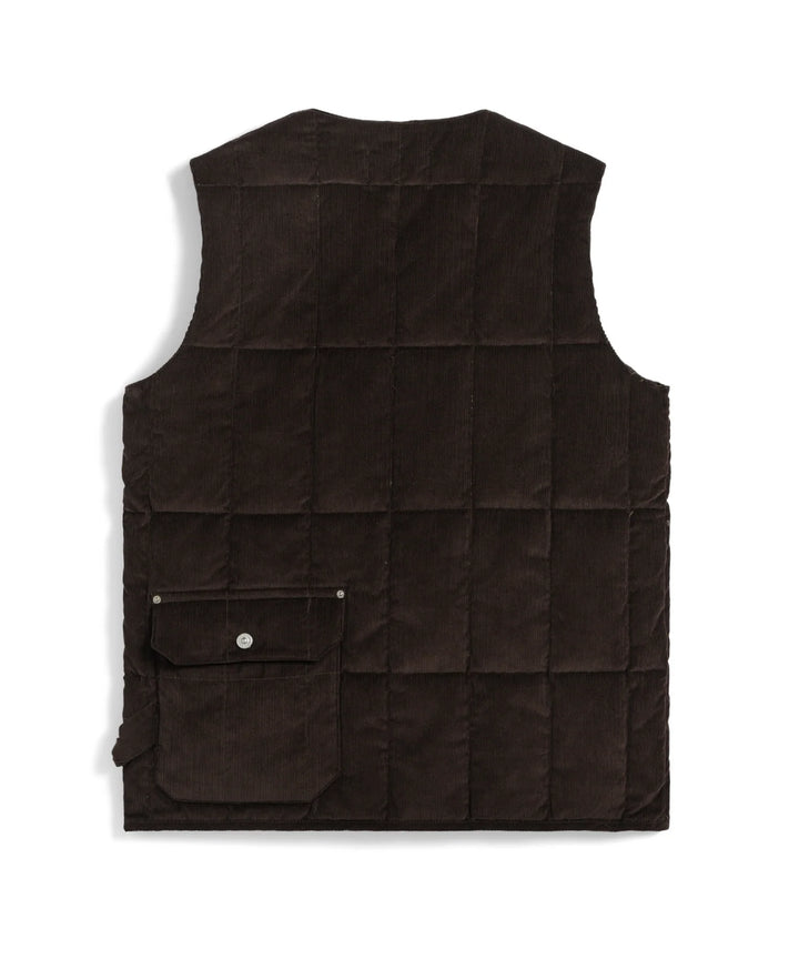 Unisex Work V Neck Button Corduroy x Down Vest