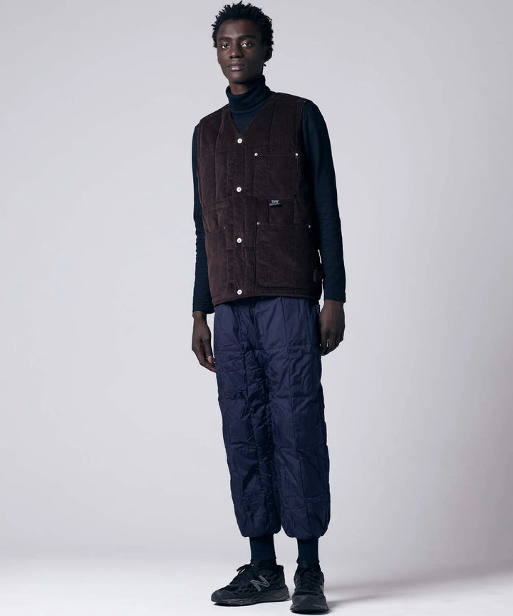 Unisex Work V Neck Button Corduroy x Down Vest