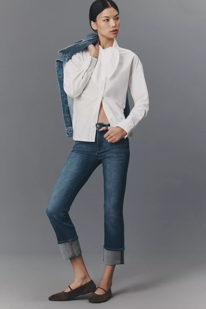Mara Mid-Rise Cuffed Straight-Leg Jeans