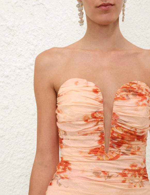 Cascadian Strapless Midi Dress