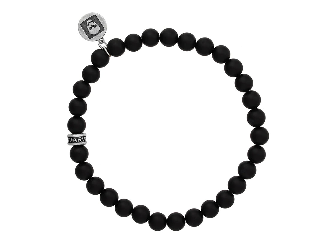 Artisan Sterling Silver Onyx Beaded Single-Strand Bracelet, 6mm Beads