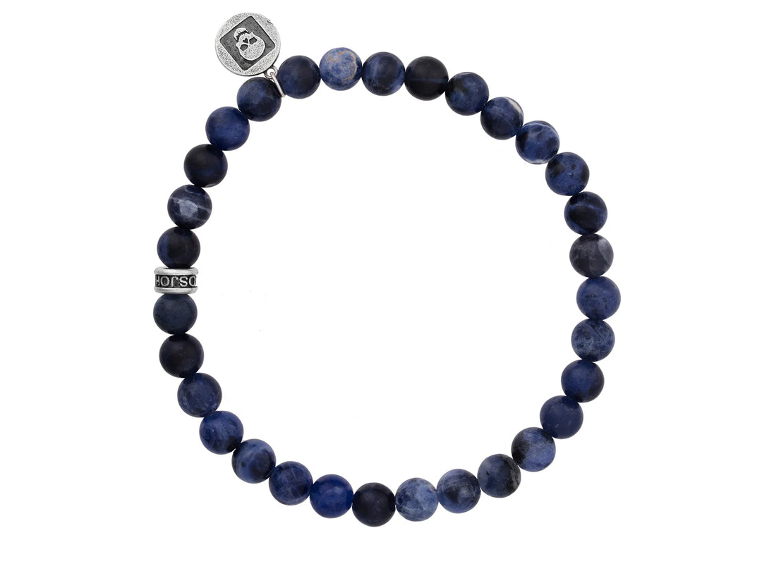 Artisan Sterling Silver Sodalite Beaded Single-Strand Bracelet, 6mm Beads