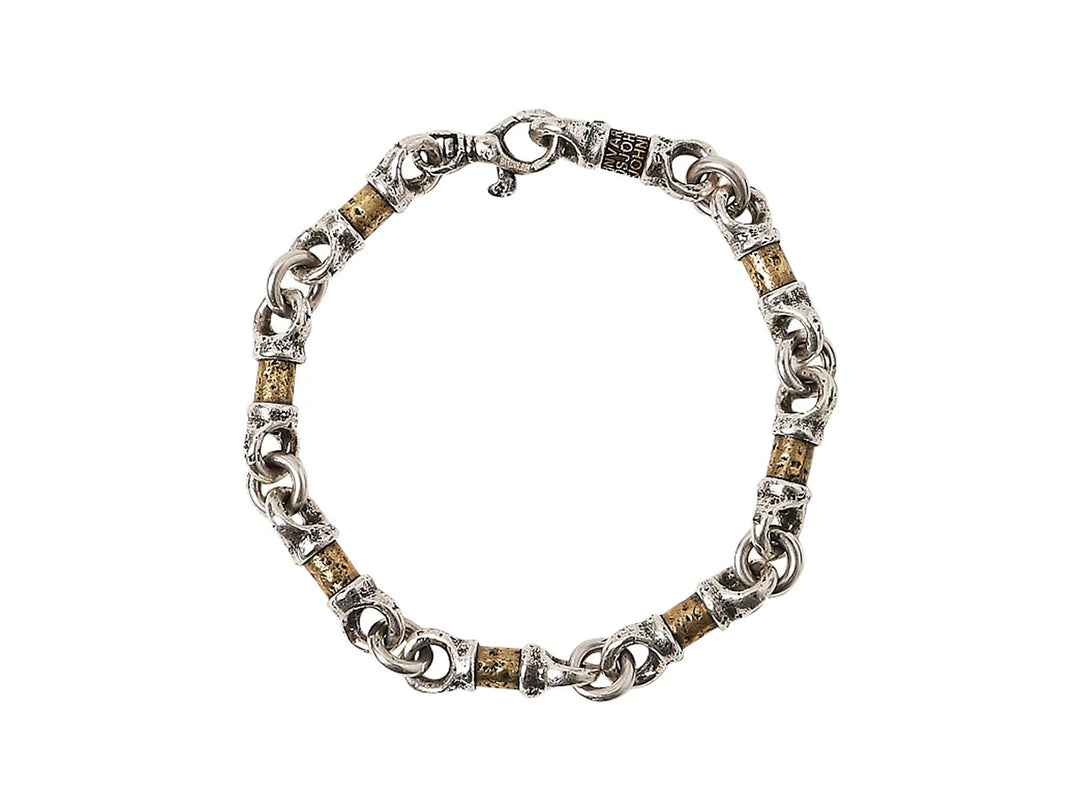 Barrel Brass/Sterling Silver Link Bracelet, Chunky